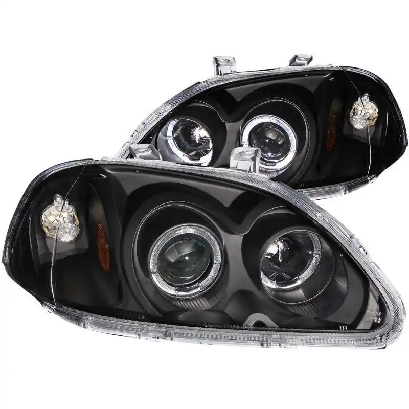 ANZO 1996-1998 Honda Civic Projector Headlights w/ Halo Black Low Price