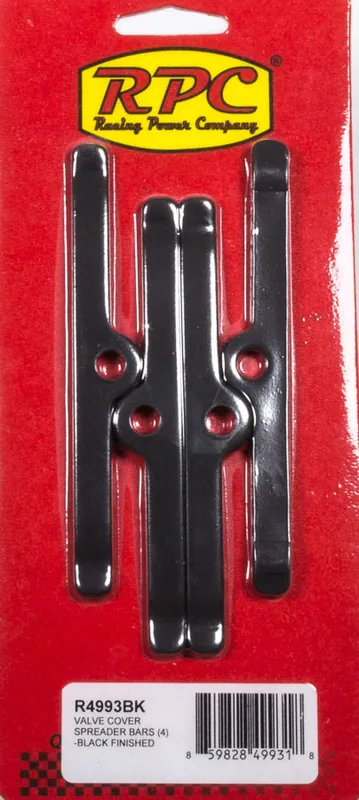 RACING POWER CO-PACKAGED Black SBC Valve Cover Spreader Bars 4-3/4in R4993BK Original